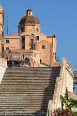 Naklejka premium Panorama of the Castello District, Cathedral, Bastion of Saint Remy, Cagliari, Sardinia, Italy
