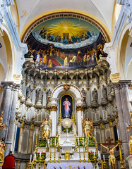 Basilica Altar Frescoes La Compania Church Puebla Mexico