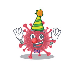 Cute and Funny Clown coronavirus disease cartoon character mascot style