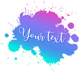 Background design with watercolor splash in blue and purple on white background