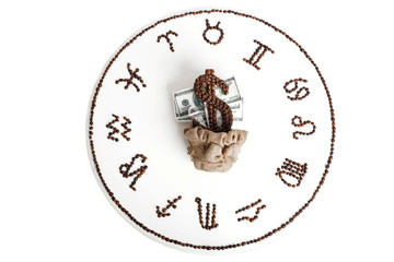 drawing of coffee beans on a table isolated on a white backgroun