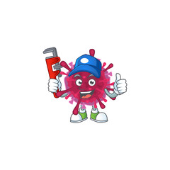 Smiley Plumber amoeba coronaviruses on mascot picture style