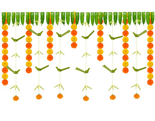 Coconut leaves decoration parrot with leaf or Thoranam hanging on entrance of a house during happy occasions Thoranam hanging decorations in Tamil tradition kerala traditions mango and coconut leaf 