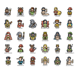 Set of fairytale thin line and pixel perfect icons for any web and app project.