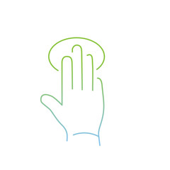 Obraz premium vector modern flat design linear icon of tapping hand with three fingers gesture | thin line pictogram with green and blue gradient isolated on white background