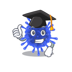 A picture of bacteria coronavirus with black hat for graduation ceremony