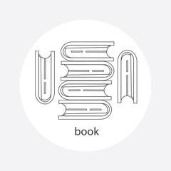 Set of book line icons in flat design style