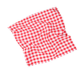 Red checked picnic cloth top view,kitchen towel. - obrazy, fototapety, plakaty