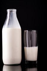nutritious milk on black background