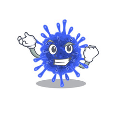Bacteria coronavirus cartoon character style with happy face