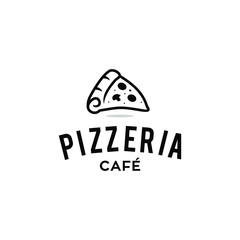 Pizza cafe logo, pizza icon, emblem for fast food restaurant. Simple flat style pizza logo on white background, white isolated background  B