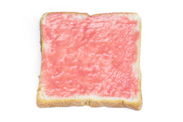 slice of bread with Strawberry Jam isolated on white background