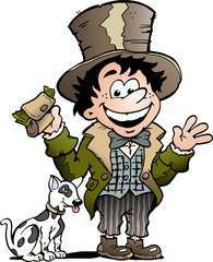 Vector Cartoon illustration of a Happy Oliver Twist - obrazy, fototapety, plakaty