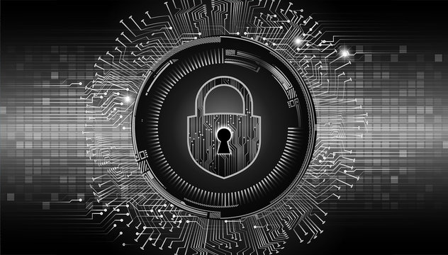 Closed Padlock On Digital Background, Cyber Security