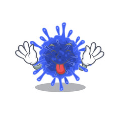 Funny face bacteria coronavirus mascot design style with tongue out