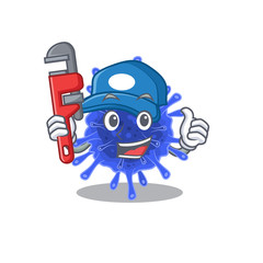 Smart Plumber bacteria coronavirus on cartoon character design