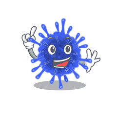 One Finger bacteria coronavirus in mascot cartoon character style