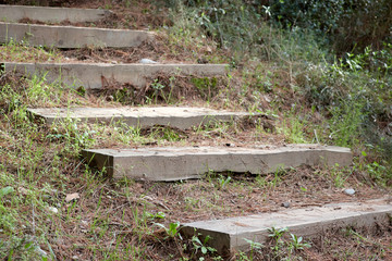 Staircase with wooden steps mountain