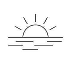 Sun, sunrise, sunset. Flat icon vector illustration.