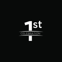 black anniversary letter logo icon design with ribbon banner with dark background