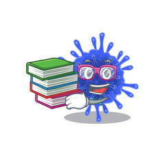 A diligent student in bacteria coronavirus mascot design with book