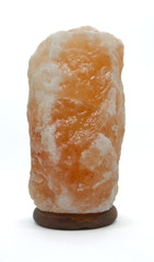 natural Himalayan salt lamp on white backround