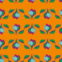 Seamless vector pattern.Fantasy flowers.Natural wallpaper, floral decoration, illustration. Home decor.Spring flowers.Can be used for printing,wrapping paper, poster,wallpaper, greetings and textiles.
