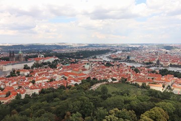 Naklejka na ściany i meble Czechia Prague city roof view