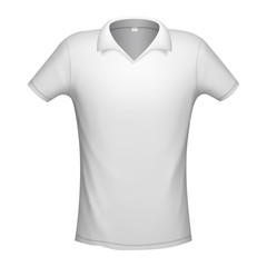 Polo white color mockup isolated from background with place for text or picture, vector illustration