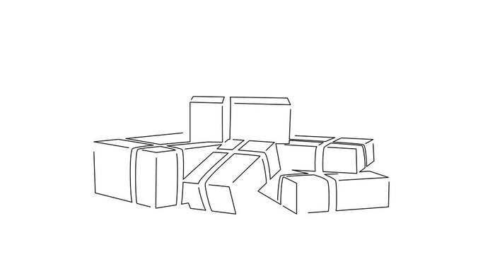 Gift boxes line drawing, animated illustration design. Christmas collection.