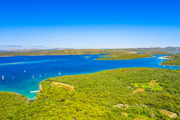 Naklejka premium Croatia, beautiful blue seascape archipelago on the island of Dugi Otok, panoramic view