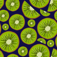 seamless pattern drawn by hand in a children 's style. Element in the form of kiwi slices . Decoration of fabric and packaging paper. Healthy diet.