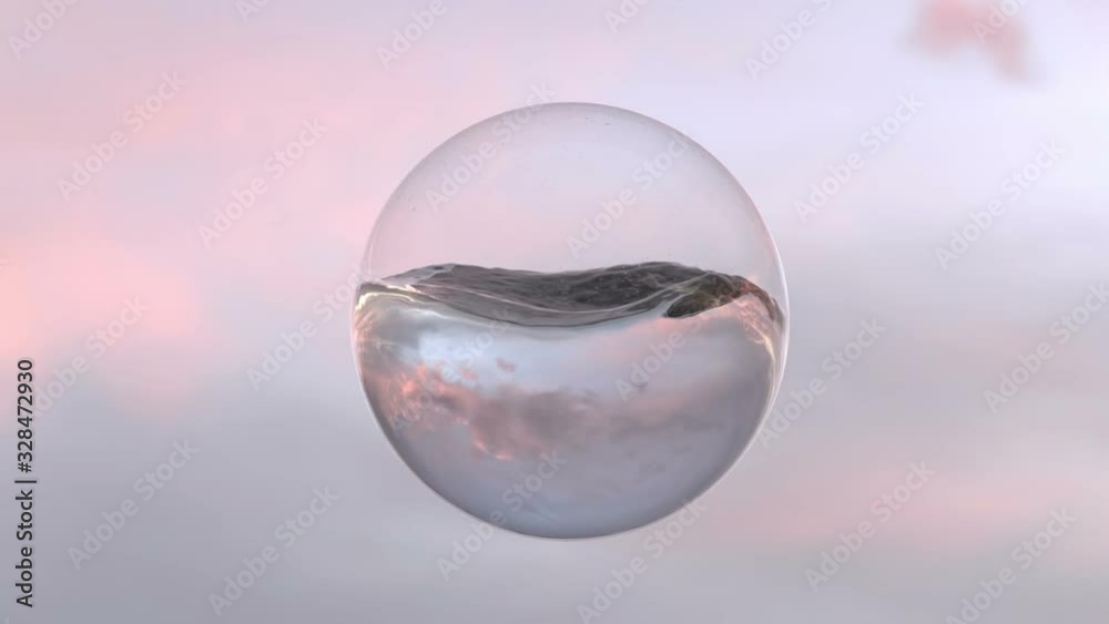 Poster sea wave in a glass sphere