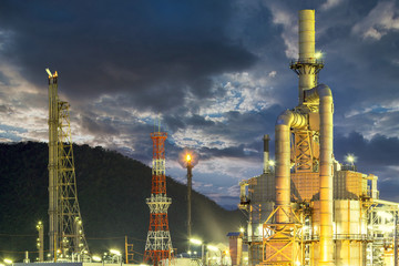 Oil Industry Refinery factory , Petroleum, petrochemical plant with Twilight