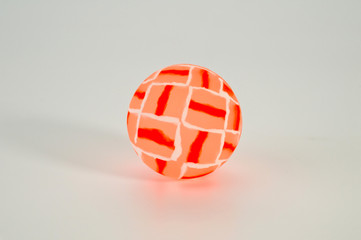 Rubber ball for games with animals and children. Background of games.
