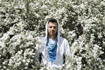 portrait of a man in flowers