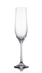 Empty luxury champagne glass isolated on a white background
