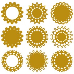 Digital doily lace templates. Monochrome vector designs for decorative elements. 