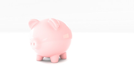 pink piggy bank on a white background, 3D rendering