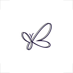 B letter logo butterfly design beauty