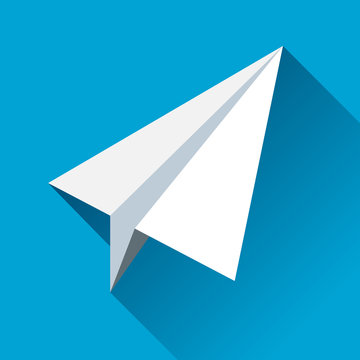 Paper plane icon in flat style. Airplane symbol. Vector object for you project