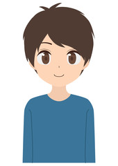 アニメ調の男の子　紺