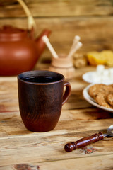 Afternoon tea, Tea Ceremony, Teapot Honey Cups of tea with cookies