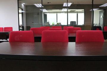 Close up of office furniture in meeting room, Interior of Conference & Meeting Room, corporate Design