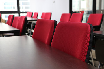 Close up of office furniture in meeting room, Interior of Conference & Meeting Room, corporate Design