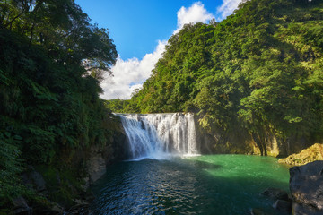 Shifen waterfall known as Taiwan's Niagara falls