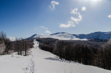 Bieszczady połonina Wetlińska zimą 