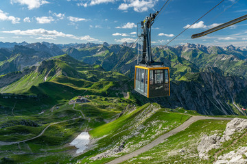 Aussicht vom Nebelhorn bei Oberstdorf in die Allgäuer Alpen - obrazy, fototapety, plakaty