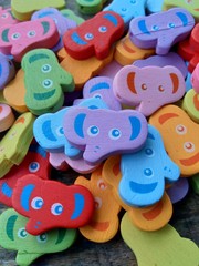 Colorful wooden bead. Recycle wood for craft