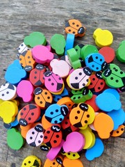 Colorful wooden bead. Recycle wood for craft